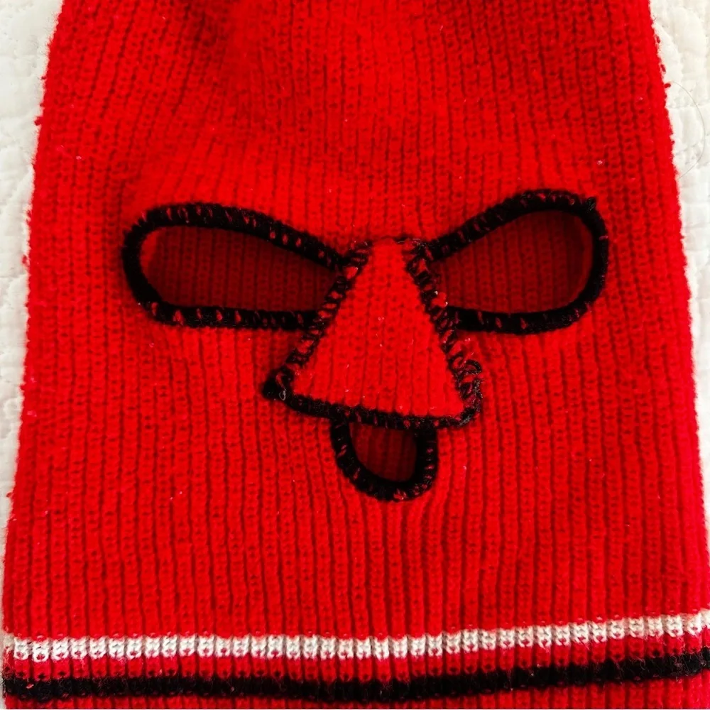 Vintage 1970s Knit Ski Mask Red Balaclava Face Mask Retro Winter